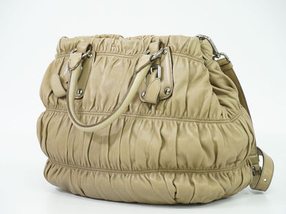 PRADA ナッパゴーフル 2WAY ショルダーバッグ ベージュ BN1789