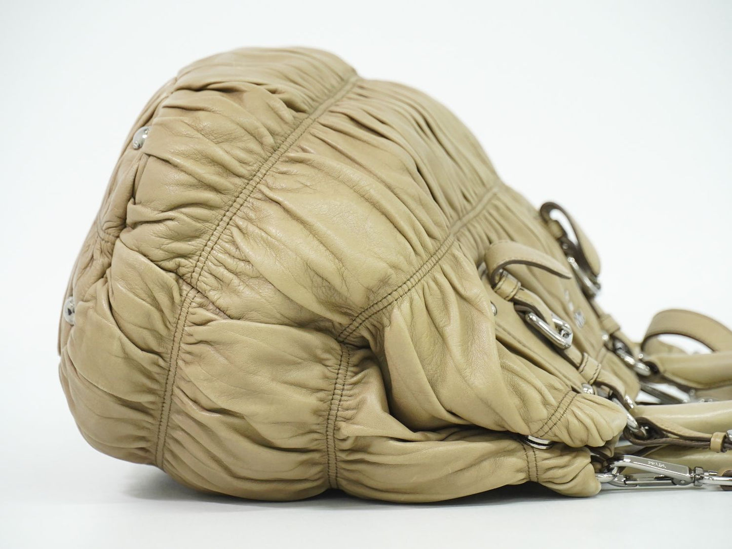 PRADA ナッパゴーフル 2WAY ショルダーバッグ ベージュ BN1789