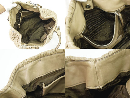 PRADA ナッパゴーフル 2WAY ショルダーバッグ ベージュ BN1789