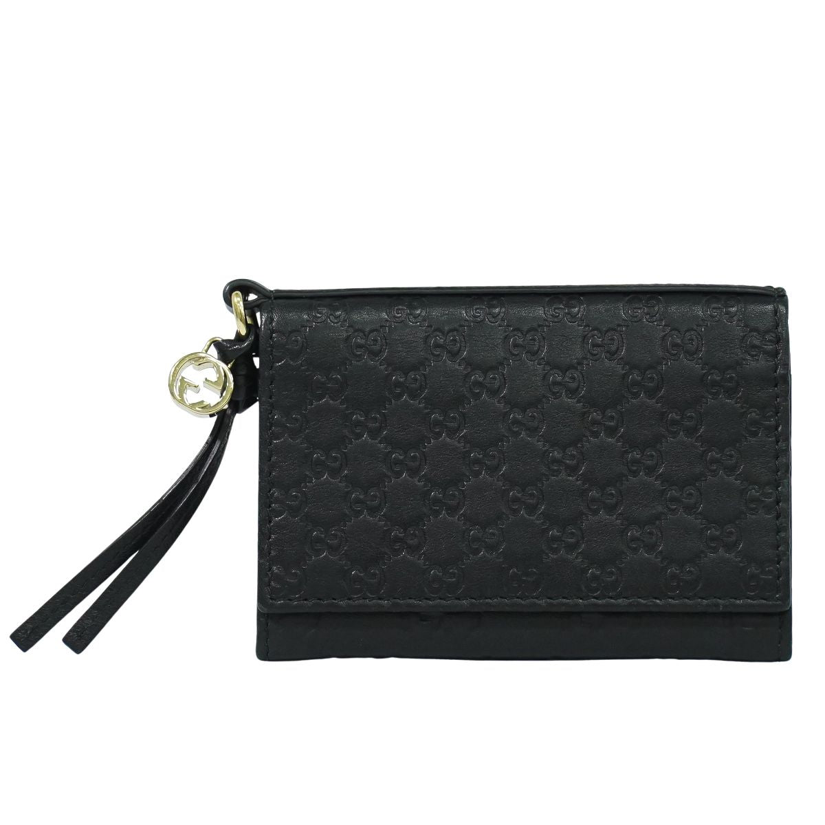 GUCCI マイクログッチシマ レザー カードケース ブラック 323401
