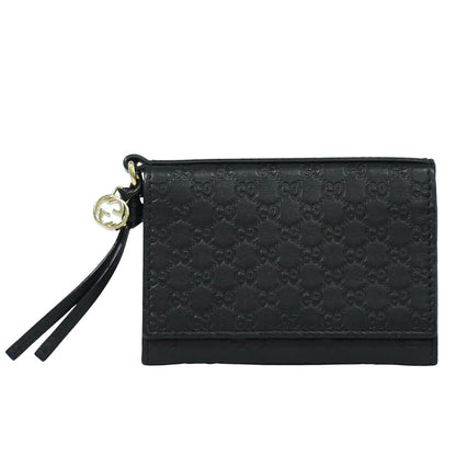GUCCI マイクログッチシマ レザー カードケース ブラック 323401
