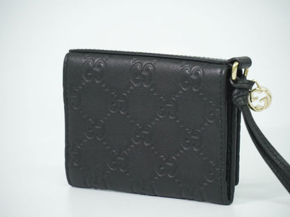 GUCCI マイクログッチシマ レザー カードケース ブラック 323401