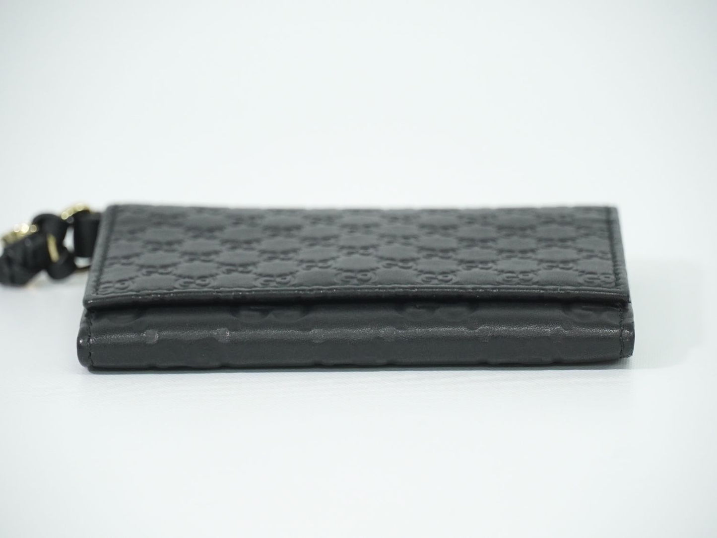 GUCCI マイクログッチシマ レザー カードケース ブラック 323401