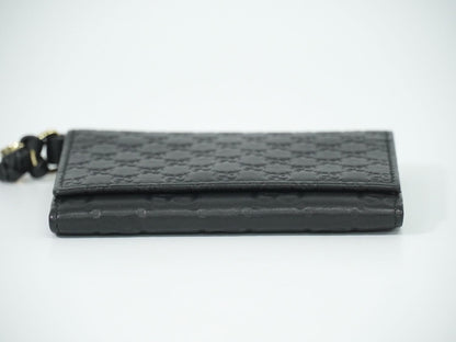 GUCCI マイクログッチシマ レザー カードケース ブラック 323401