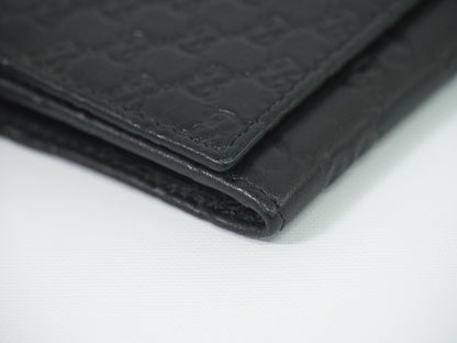 GUCCI マイクログッチシマ レザー カードケース ブラック 323401