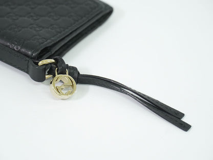 GUCCI マイクログッチシマ レザー カードケース ブラック 323401