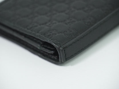 GUCCI マイクログッチシマ レザー カードケース ブラック 323401