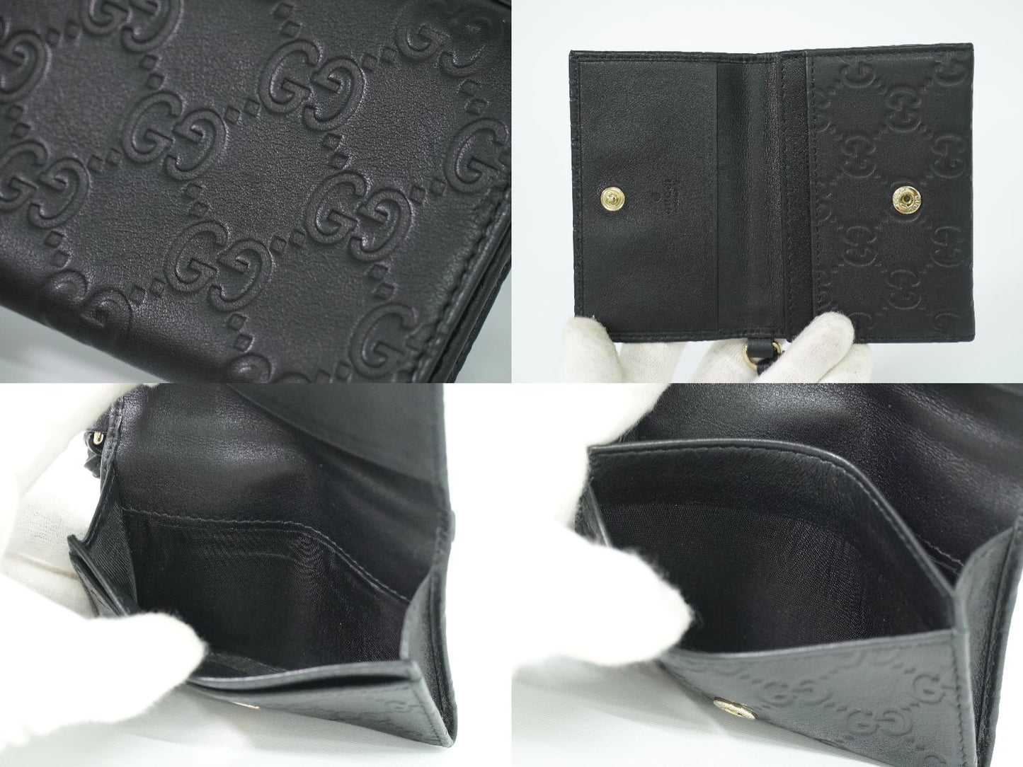 GUCCI マイクログッチシマ レザー カードケース ブラック 323401