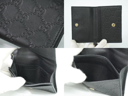 GUCCI マイクログッチシマ レザー カードケース ブラック 323401