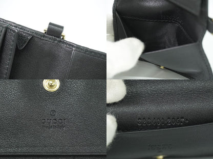 GUCCI マイクログッチシマ レザー カードケース ブラック 323401