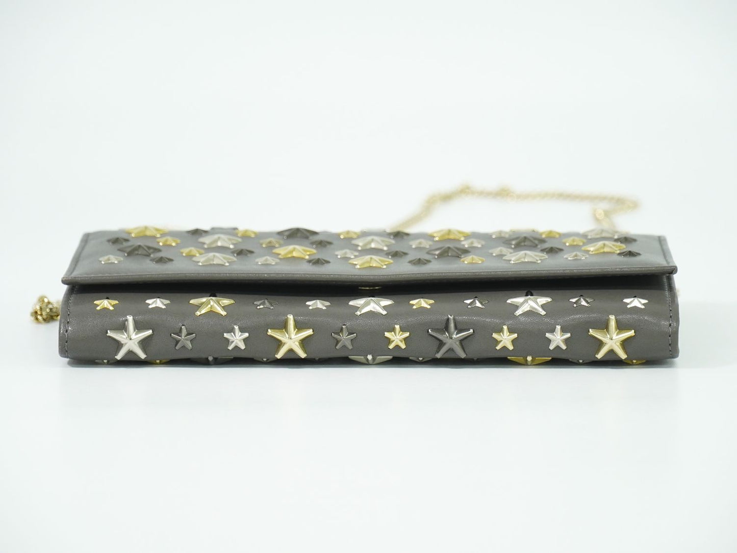 JIMMY CHOO スタースタッズ ショルダーウォレット 長財布 グレー