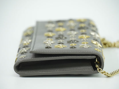 JIMMY CHOO スタースタッズ ショルダーウォレット 長財布 グレー