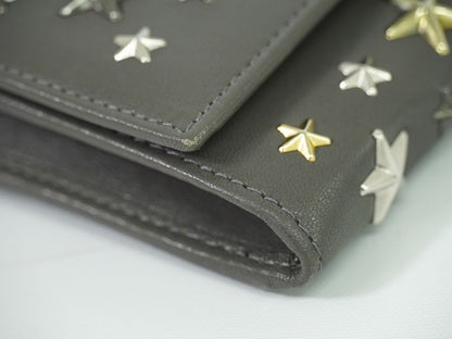 JIMMY CHOO スタースタッズ ショルダーウォレット 長財布 グレー