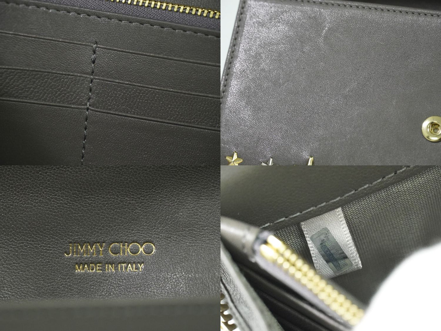 JIMMY CHOO スタースタッズ ショルダーウォレット 長財布 グレー
