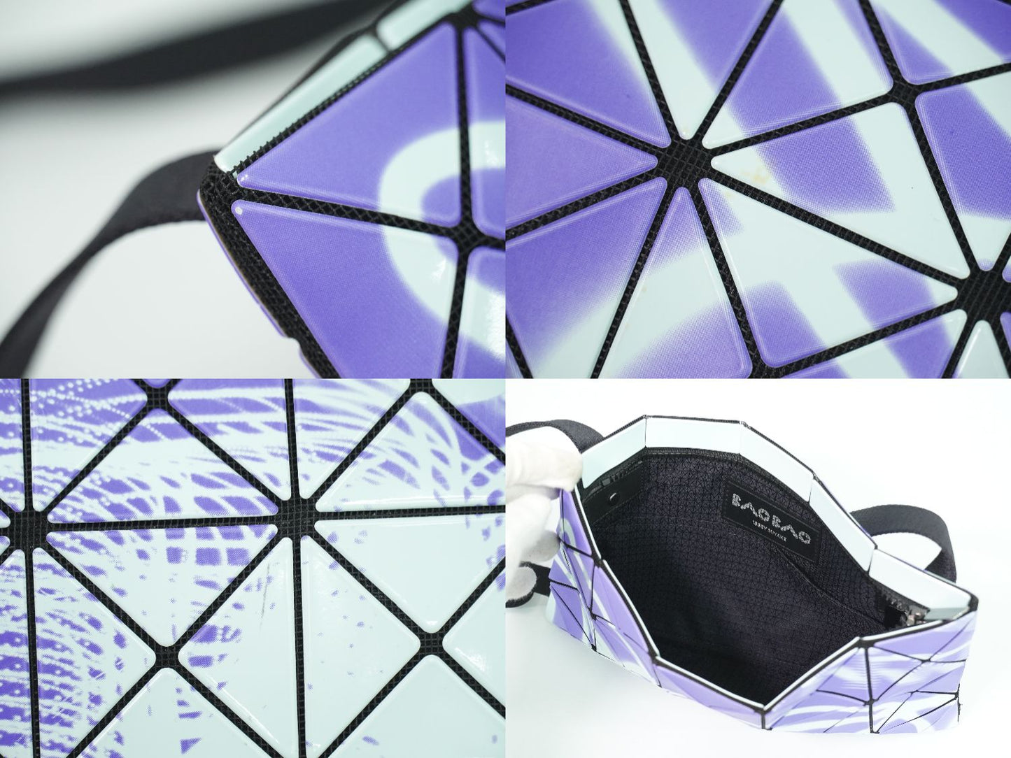BAOBAO ISSEY MIYAKE ショルダーバッグ パープル ライトブルー ブラック BB91-AG841-71