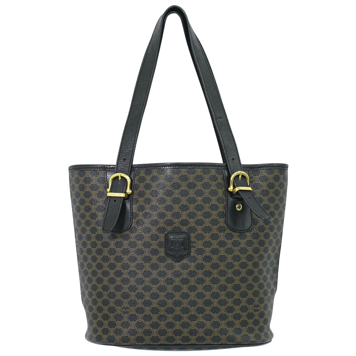 CELINE マカダム ショルダーバッグ ブラック ブラウン