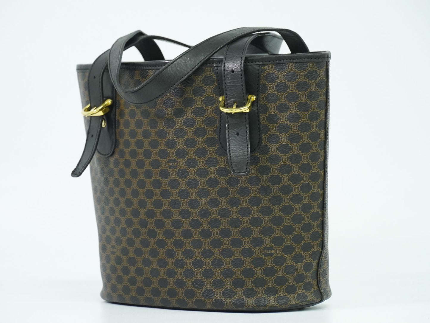 CELINE マカダム ショルダーバッグ ブラック ブラウン