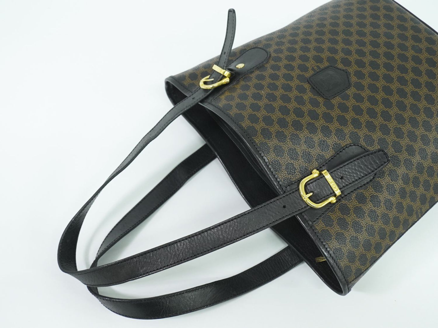 CELINE マカダム ショルダーバッグ ブラック ブラウン