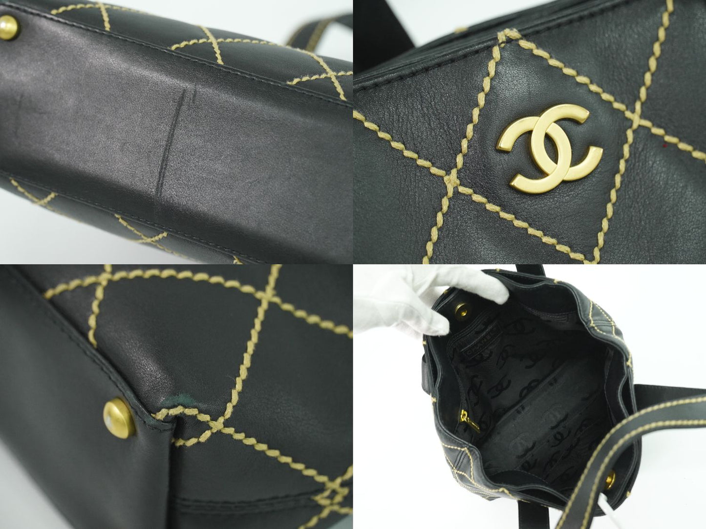 CHANEL ワイルドステッチ ココマーク トートバッグ ブラック