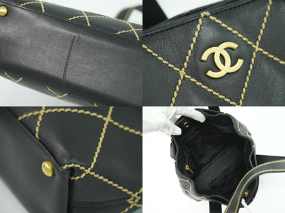 CHANEL ワイルドステッチ ココマーク トートバッグ ブラック