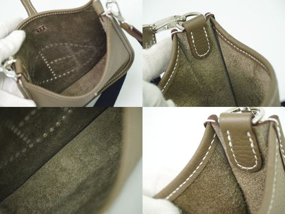 HERMES エヴリン TPM トリヨンクレマンス レザー ショルダーバッグ B刻 エトゥープ