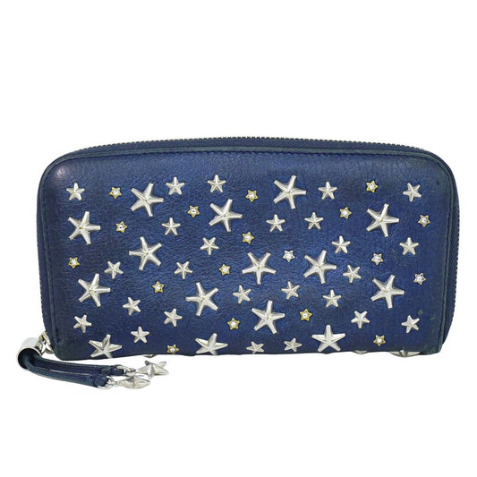 JIMMY CHOO スタースタッズ 長財布 ブルー