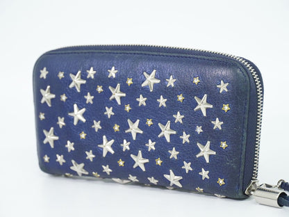 JIMMY CHOO スタースタッズ 長財布 ブルー