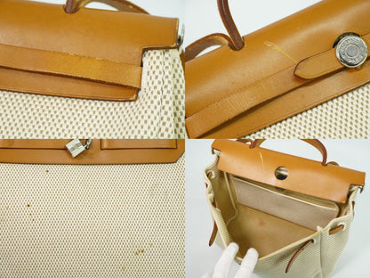 HERMES エールバッグ PM 2WAY ショルダーバッグ □F刻 2002年 ベージュ ブラウン