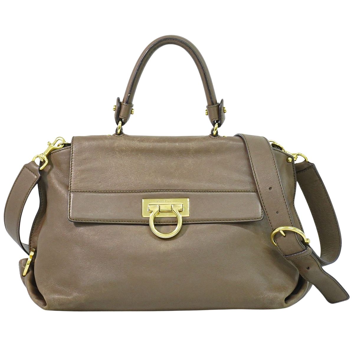 Salvatore Ferragamo ソフィア ガンチーニ 2WAY ショルダーバッグ ブラウン