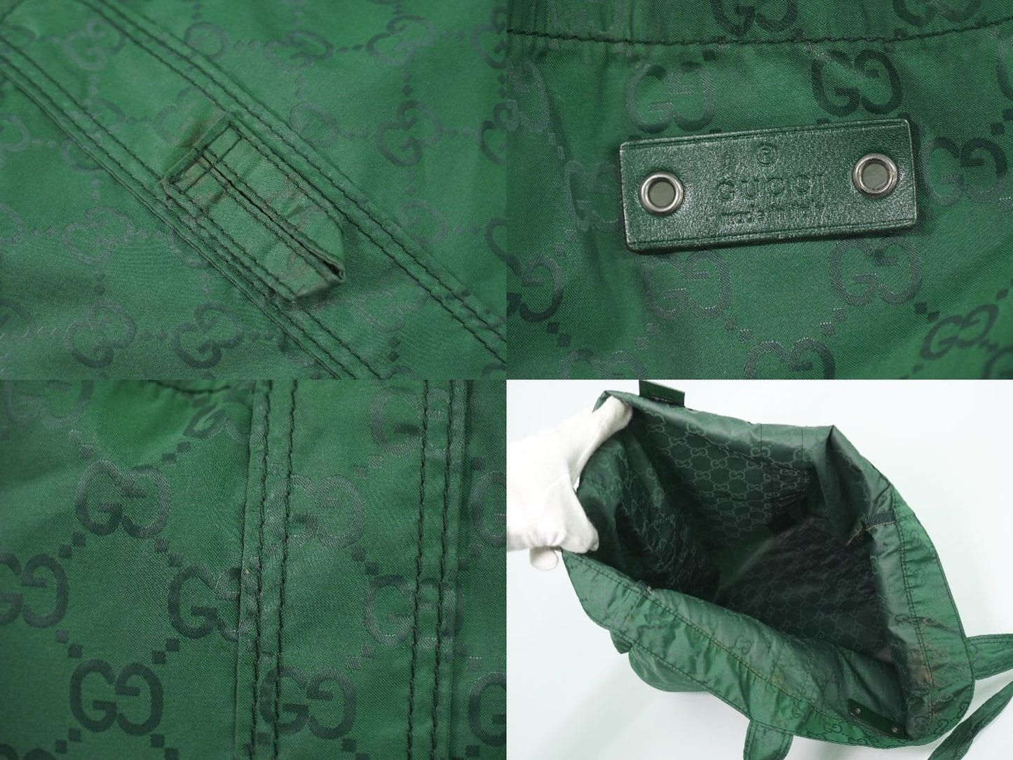 GUCCI GGナイロン エコバッグ グリーン 223669