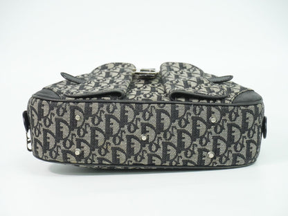 Christian Dior ダブルサドル トロッター ハンドバッグ グレー ブラック