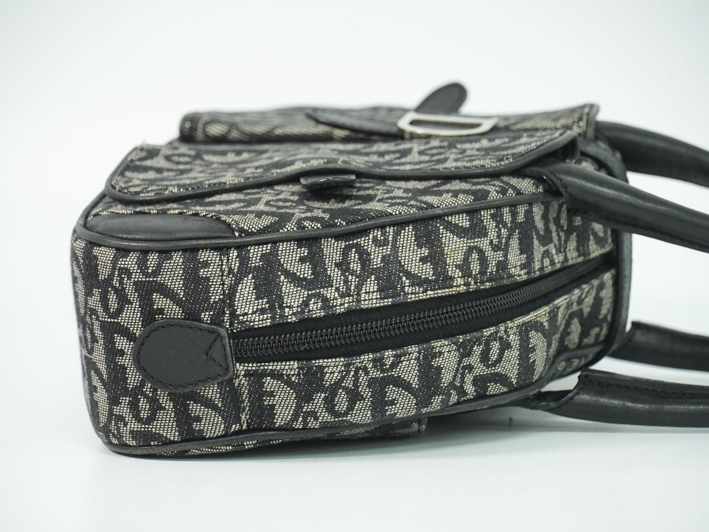 Christian Dior ダブルサドル トロッター ハンドバッグ グレー ブラック