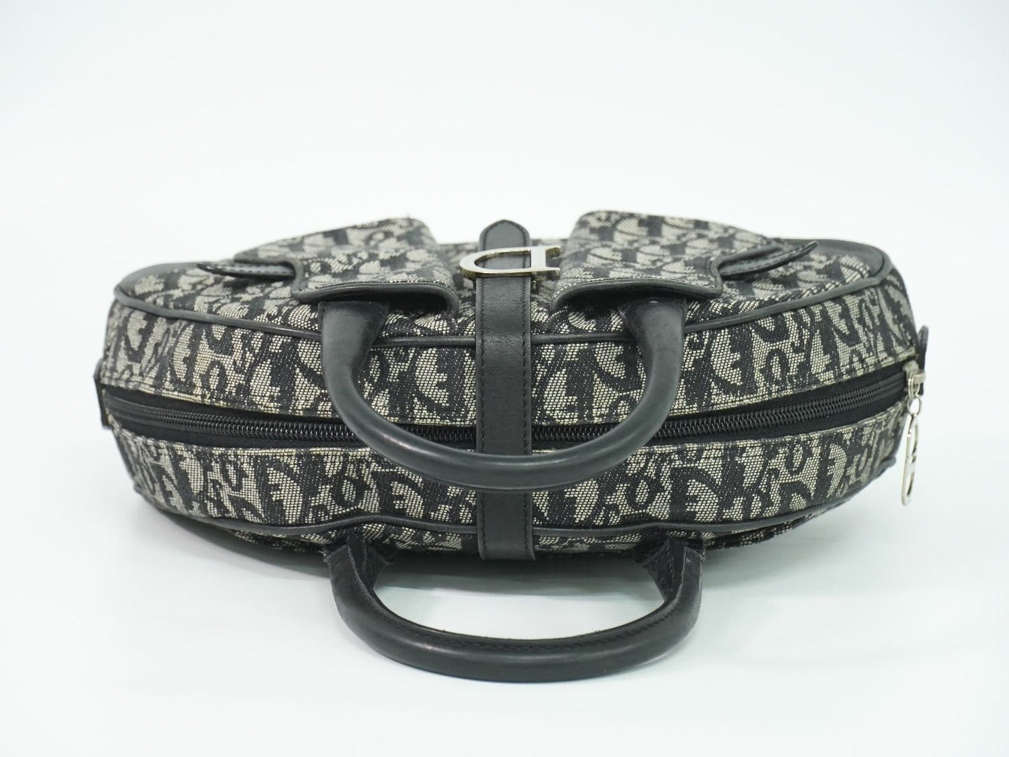 Christian Dior ダブルサドル トロッター ハンドバッグ グレー ブラック