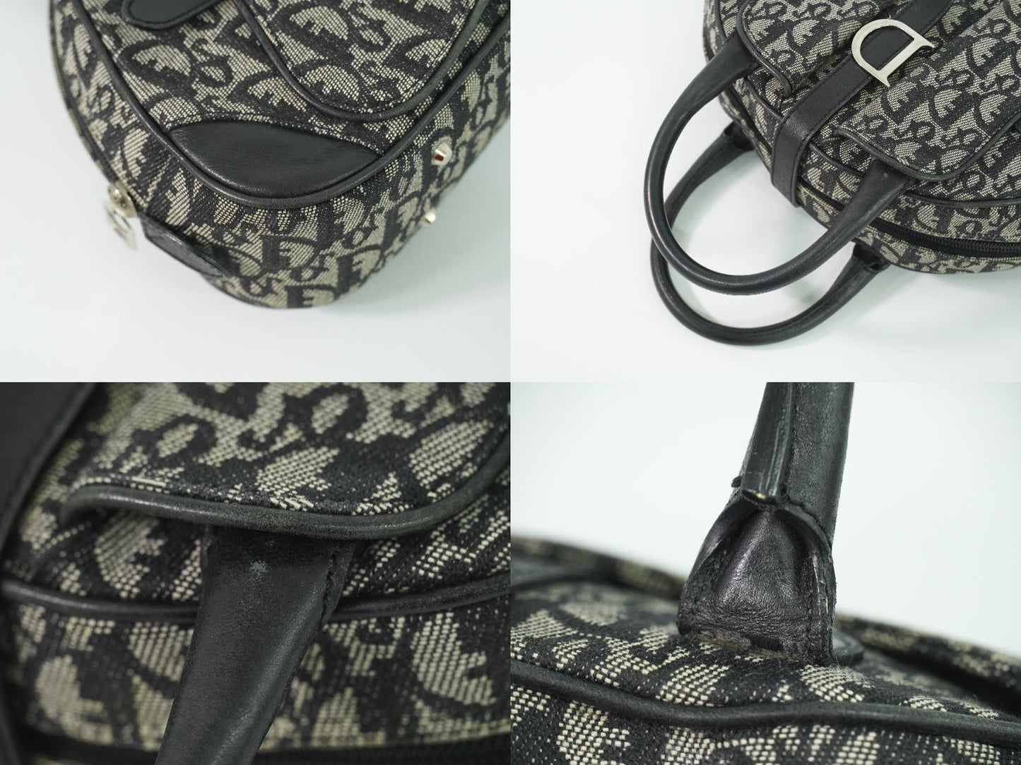 Christian Dior ダブルサドル トロッター ハンドバッグ グレー ブラック