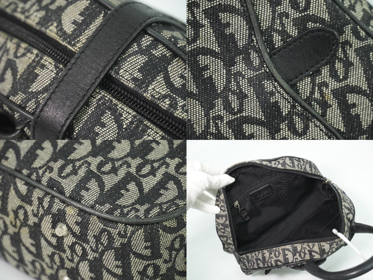 Christian Dior ダブルサドル トロッター ハンドバッグ グレー ブラック