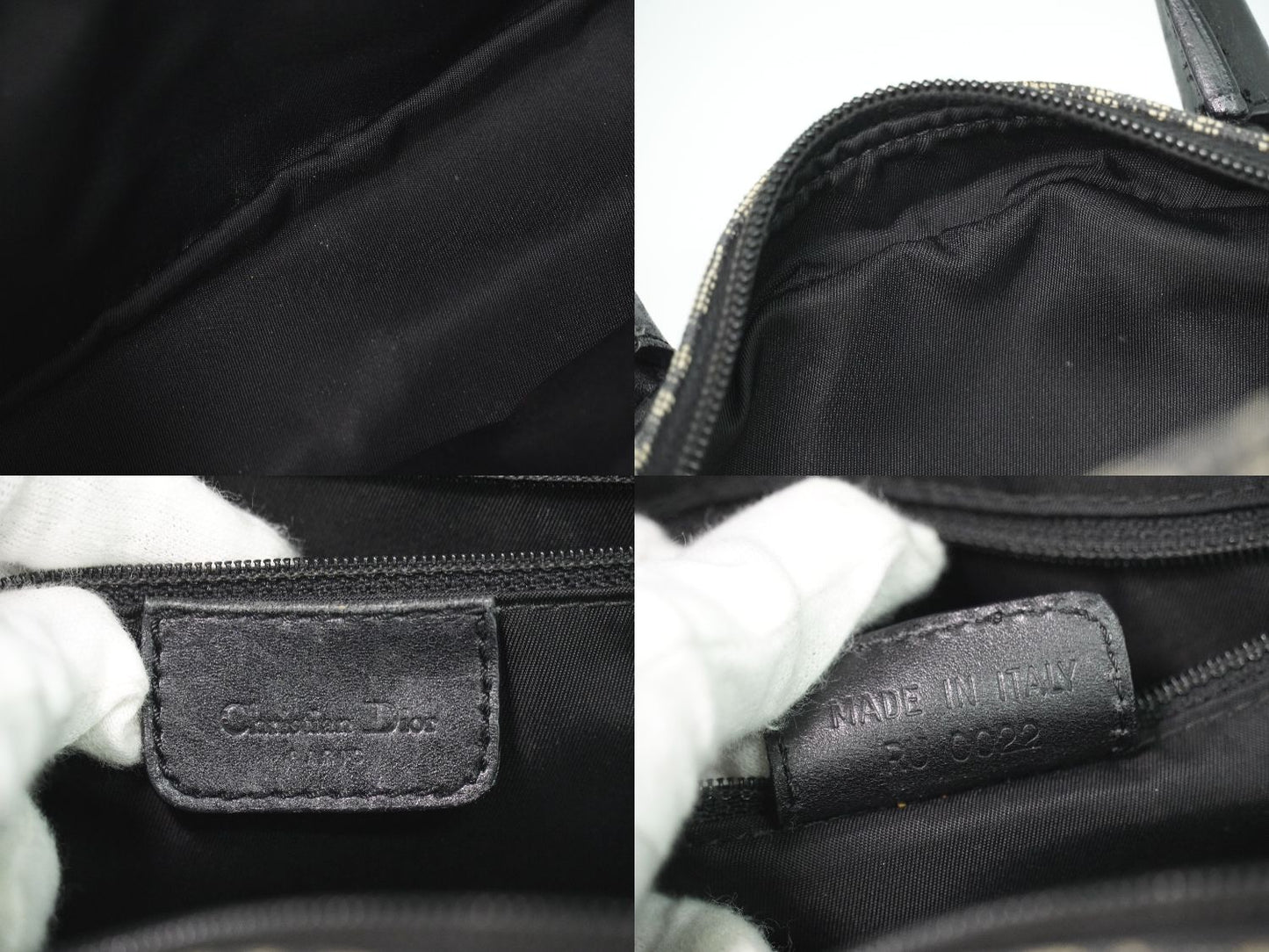 Christian Dior ダブルサドル トロッター ハンドバッグ グレー ブラック