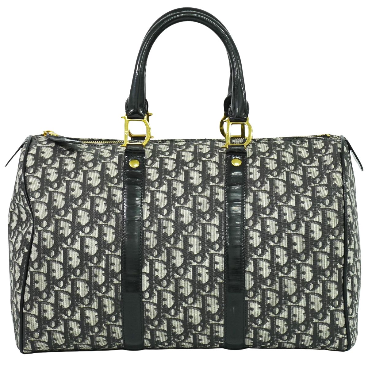 Christian Dior トロッター ボストンバッグ ブラック ホワイト