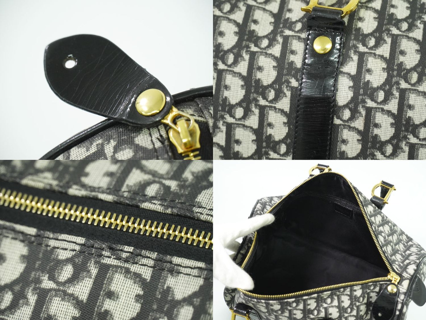 Christian Dior トロッター ボストンバッグ ブラック ホワイト