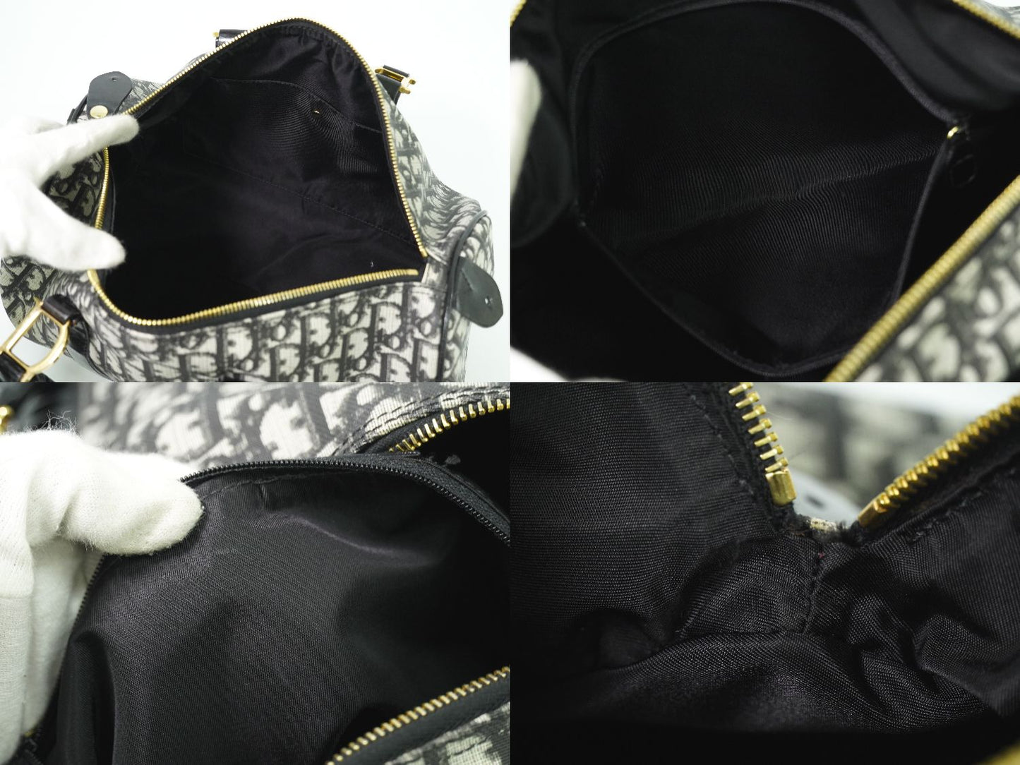 Christian Dior トロッター ボストンバッグ ブラック ホワイト