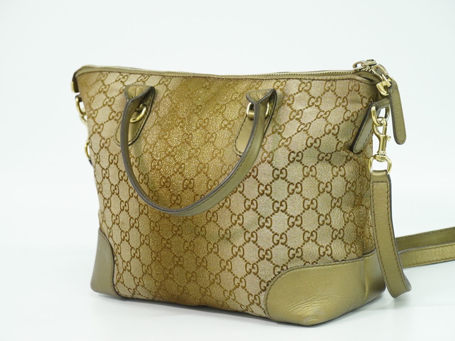 GUCCI ハートビット GGキャンバス 2WAY ショルダーバッグ ブラウン