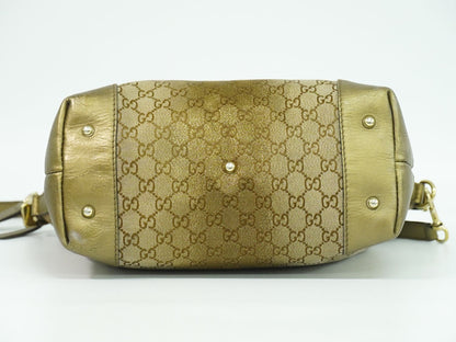 GUCCI ハートビット GGキャンバス 2WAY ショルダーバッグ ブラウン ブロンズゴールド 269957