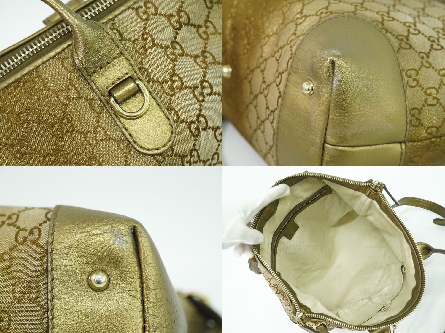 GUCCI ハートビット GGキャンバス 2WAY ショルダーバッグ ブラウン