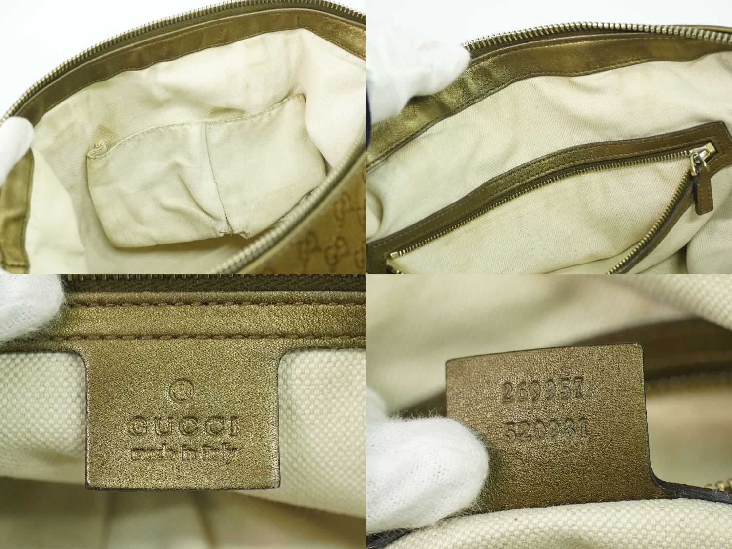 GUCCI ハートビット GGキャンバス 2WAY ショルダーバッグ ブラウン
