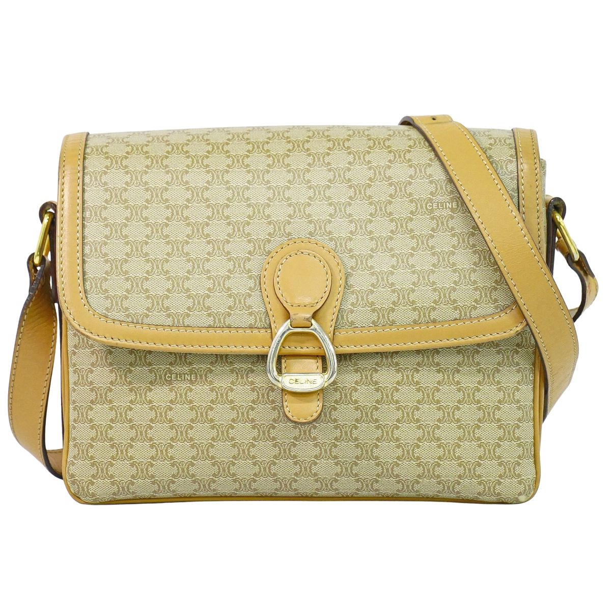 CELINE マカダム ショルダーバッグ ベージュ