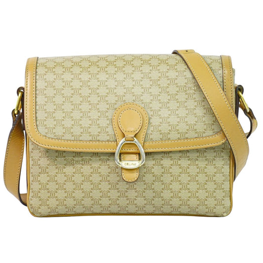 CELINE マカダム ショルダーバッグ ベージュ