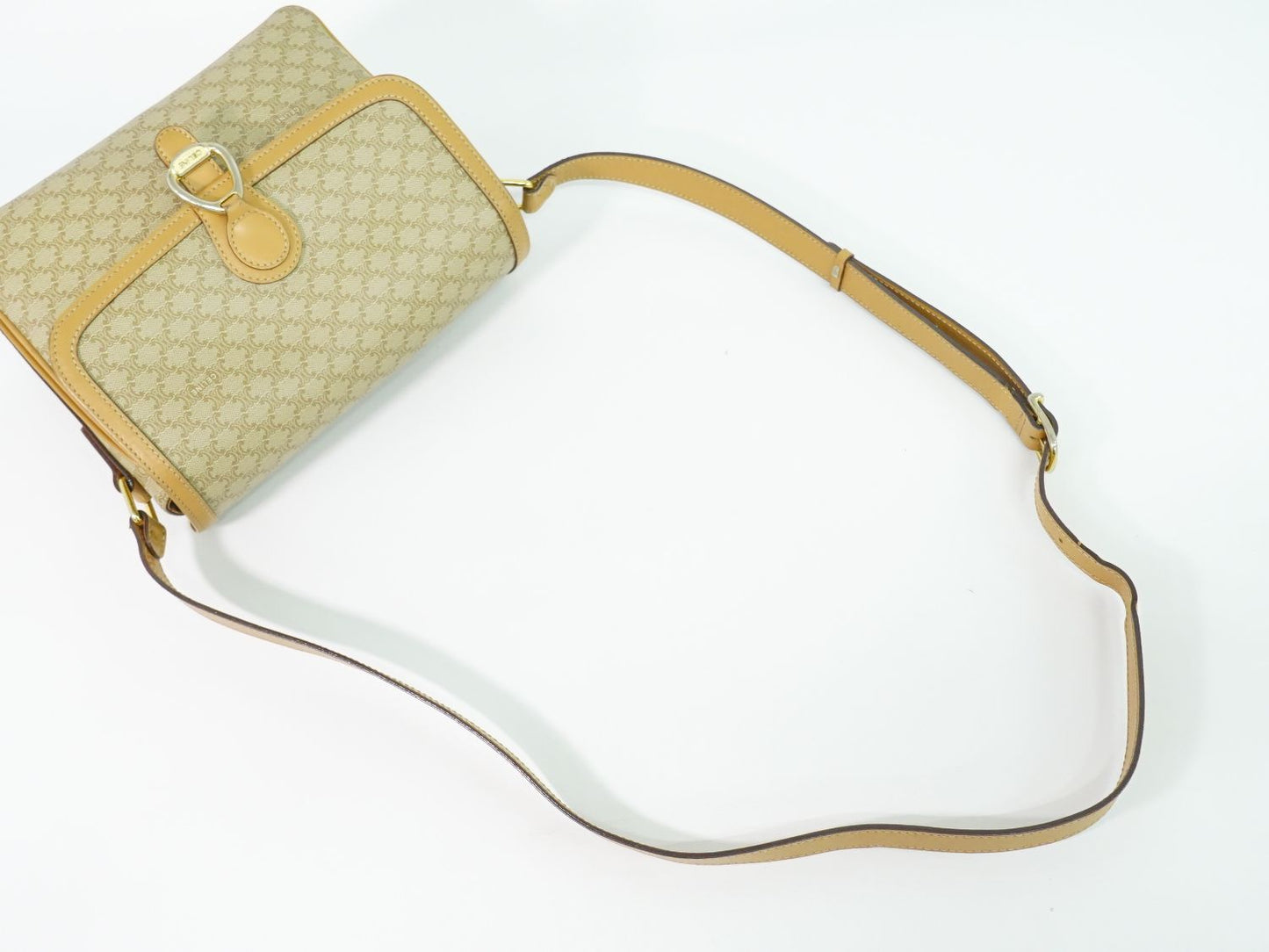 CELINE マカダム ショルダーバッグ ベージュ