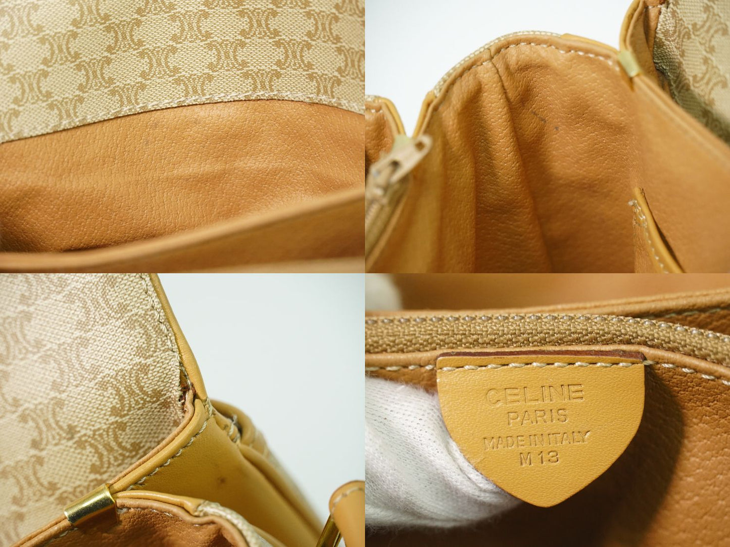 CELINE マカダム ショルダーバッグ ベージュ