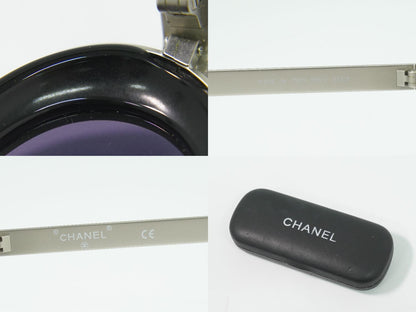 CHANEL ロゴ サングラス ブラック シルバー金具