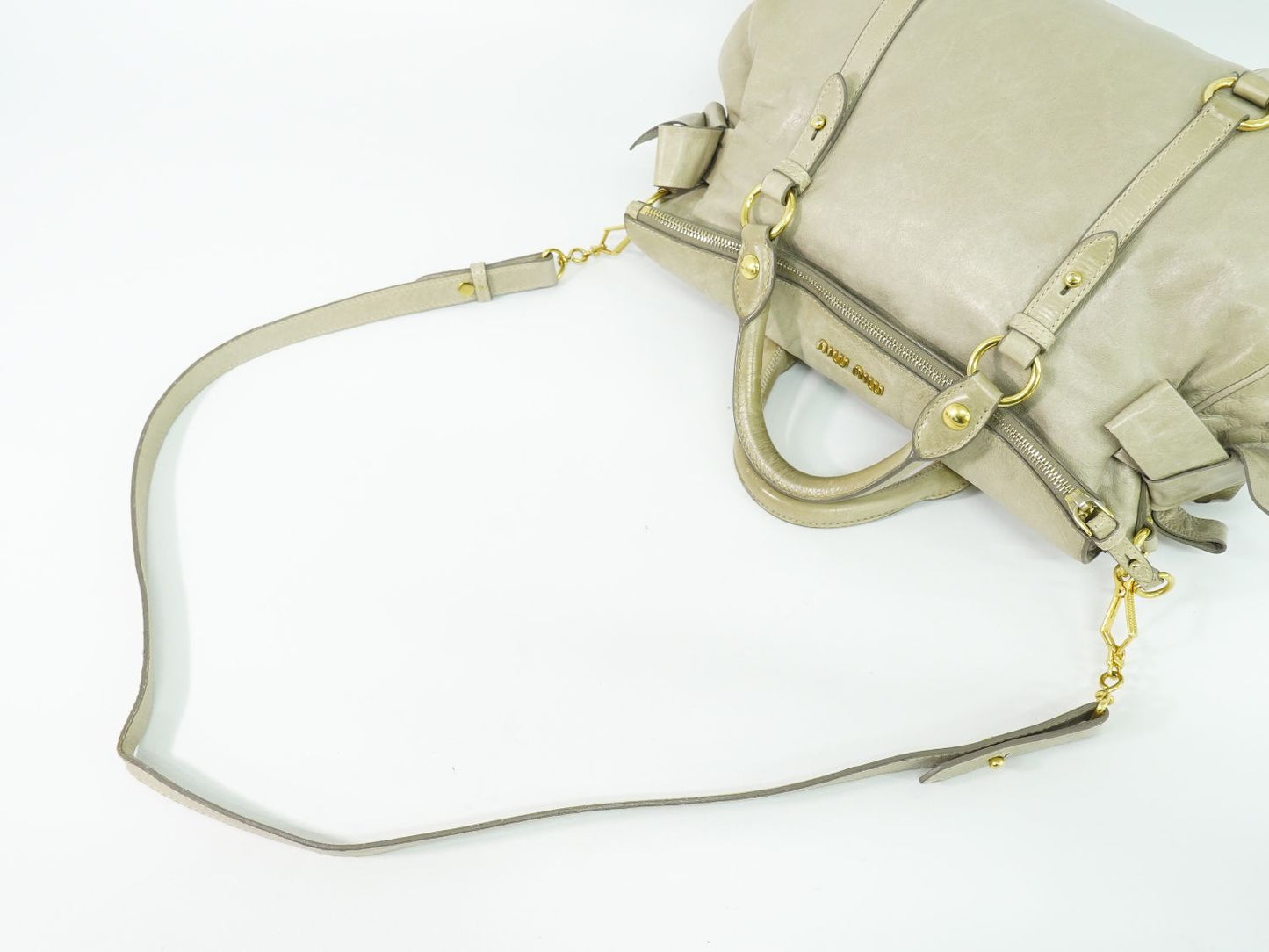 MIU MIU 2WAY ショルダーバッグ ライトカーキ