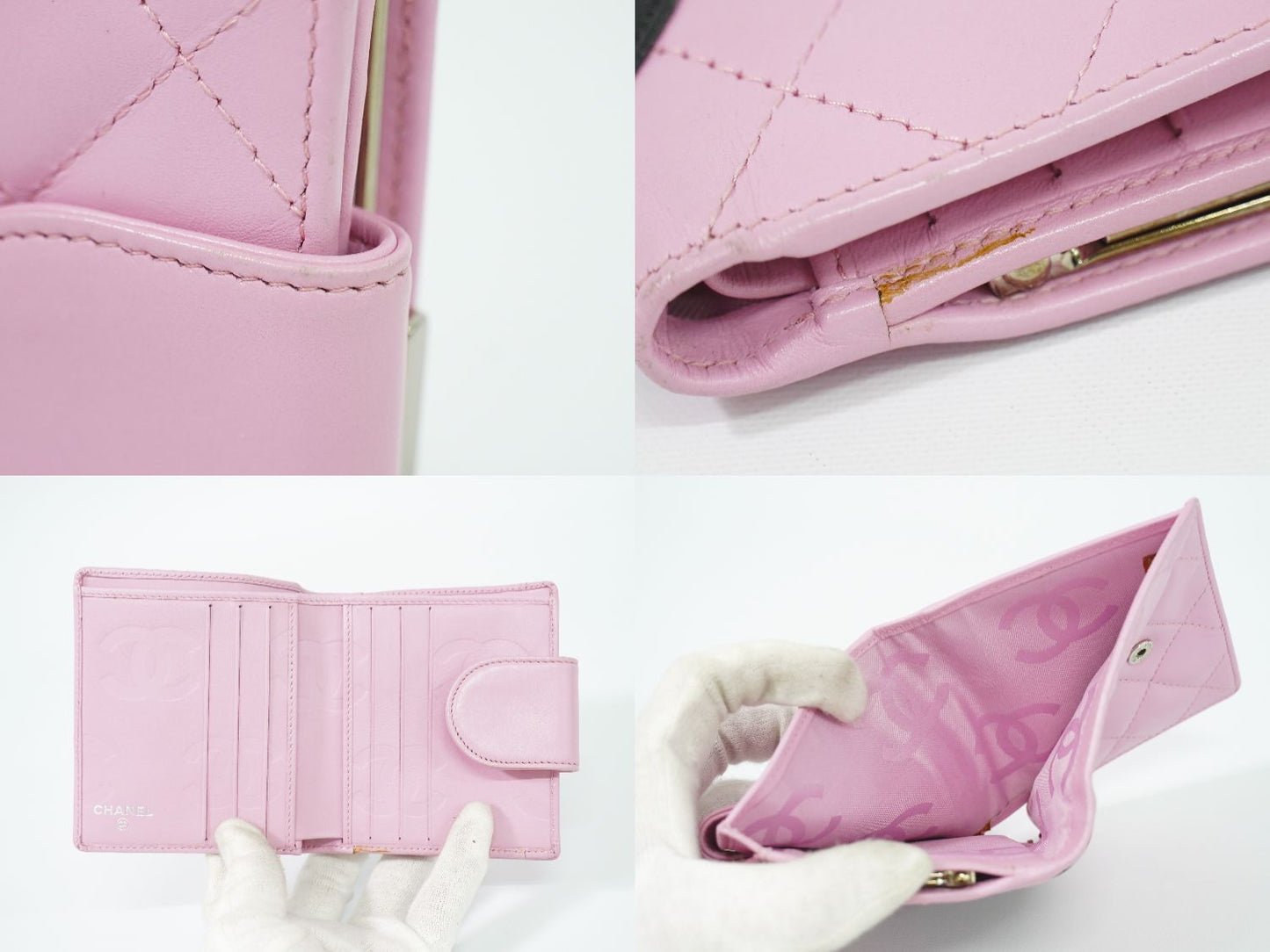 CHANEL ココマーク カンボンライン 折財布 ピンク
